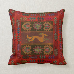 Red Saluki Pazyryk Throw Pillow