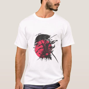 Red Samurai Warrior Ink Art T-Shirt   Japanese Kat