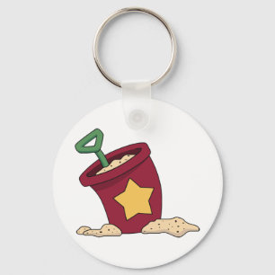 Red Sand Bucket with Star and Shovel Keychain