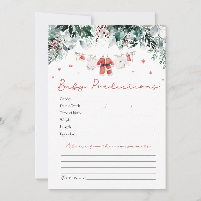 Red Santa Baby Christmas Baby Prediction Game Invitation (Front)