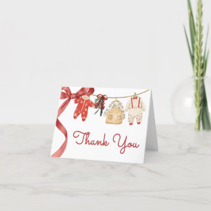 Red Santa Baby Christmas Baby Shower Thank You Card