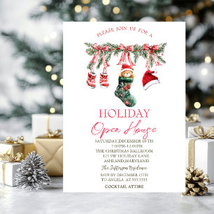 Red Santa Baby Christmas Clothesline Open House  Invitation