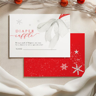 Red Santa Baby Shower Diaper Raffle  Enclosure Card