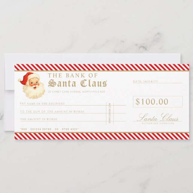 Red Santa Cheque Gift Voucher Card (Front)