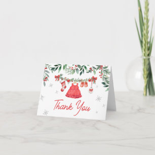 Red Santa Christmas Festive Baby Shower Thank You Card