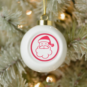 Red Santa Claus Ceramic Ball Christmas Ornament