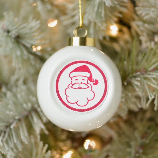 Red Santa Claus Ceramic Ball Christmas Ornament (Tree)