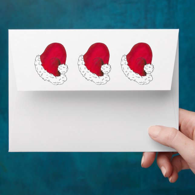 Red Santa Claus Hat Christmas Happy Holidays Envelope (Hand)