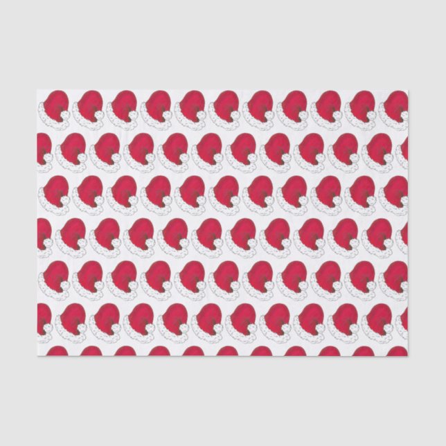 Red Santa Claus Hat Merry Christmas Xmas Holiday Tissue Paper (Front)