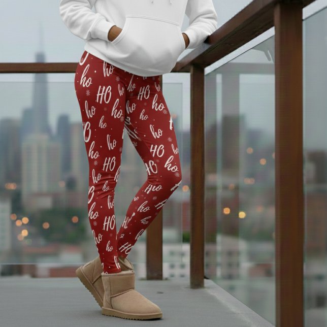 Red Santa Claus Ho Ho Ho Christmas Leggings (Red Santa Claus Ho Ho Ho Christmas Leggings
)