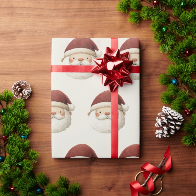 Red Santa Claus Rustic Christmas Wrapping Paper (Holiday Gift)