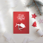 Red Santa Claus Very Christmas Holiday Card<br><div class="desc">Red backdrop to this white typography with snowflakes card with a fat,  cut-out Santa Claus coming off of card and running to wish A Very Merry Christmas.</div>
