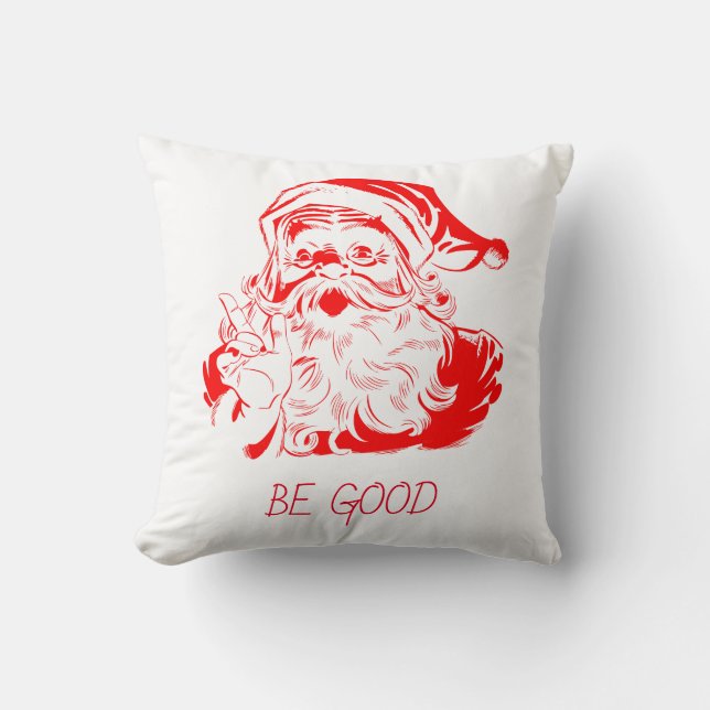 Red Santa Claus White Background Throw Pillow (Front)