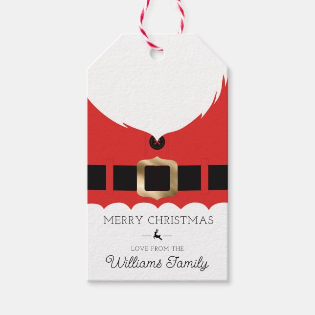 Red Santa Coat Christmas Gift Tags (Front)