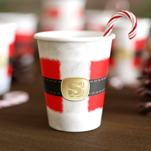 Red Santa Costume Christmas Holiday Paper Cup