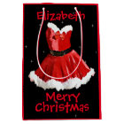 Red Santa Dress Personalized Gift Bag
