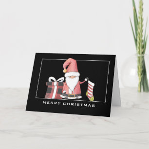Red  Santa Gnome w/Stocking PHOTO Christmas Card