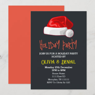 Red Santa Hat Christmas Holiday Black Card