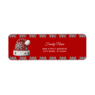 Red Santa Hat Christmas Return Address Label