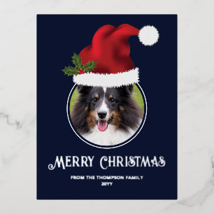 Red Santa Hat Custom Photo Template On Blue