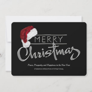 Red Santa Hat Modern Corporate Christmas Card