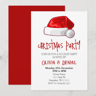 Red Santa Hat Noël Fête Invitation