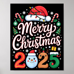 Red Santa Hat Reindeer Merry Christmas Xmas Matchi Poster