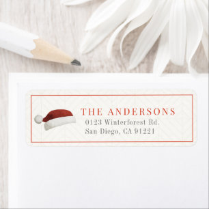 Red Santa Hat Return Address Label
