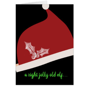 Red Santa Hat Salutation de Noël traditionnelle