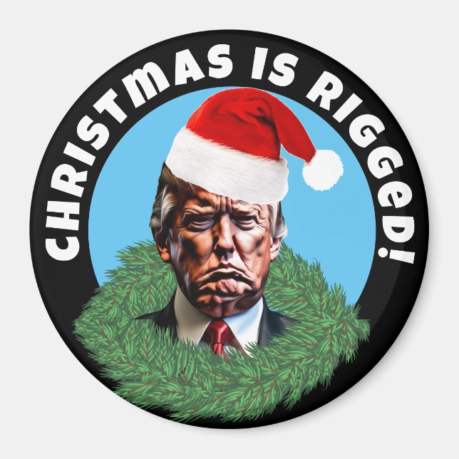  Red Santa Hat Trump Rigged Christmas Magnet (Front)
