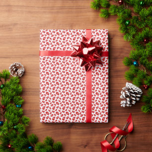 Red Santa Head on White Background Pattern Wrapping Paper
