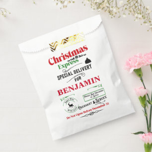 Red Santa Sack North Pole Deer Delivery Favour Bag