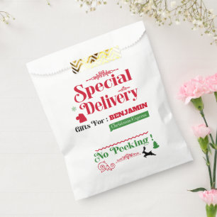 Red Santa Sack North Pole Delivery Merry Christmas Favour Bag