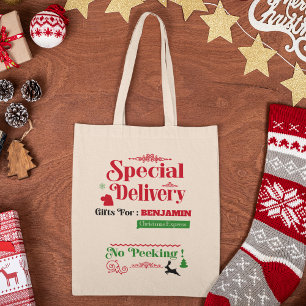 Red Santa Sack North Pole Delivery Merry Christmas Tote Bag