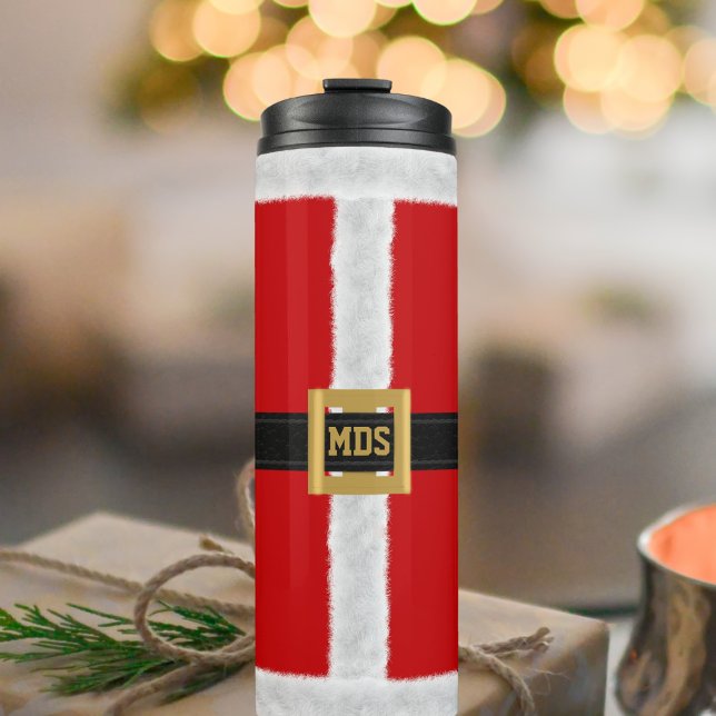 Red Santa Suit Christmas Holiday Thermal Tumbler (Perfect travel tumbler for the Professional Santa. Just add your initials)