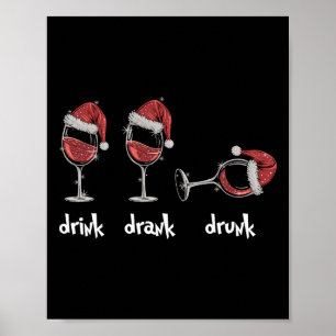Red Santa Wine Lover Gl Drink Drank Drunk Christma Poster