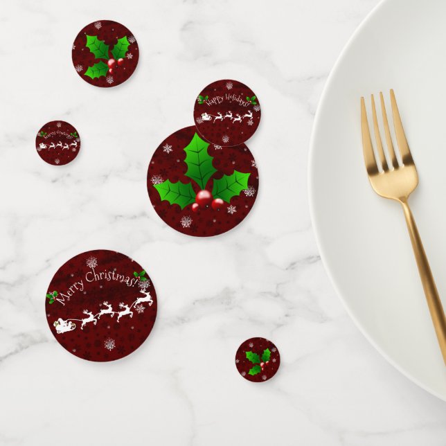Red Santa's Sleigh and Reindeer Table Confetti (Group)