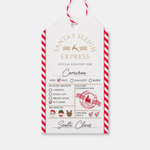 Red Santa's Sleigh Express Special Delivery Gift Tags