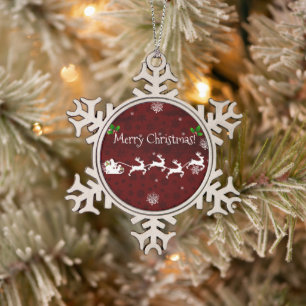 Red Santa's Sleigh & Reindeer Ornament