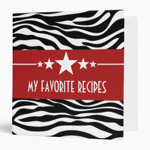 Red Sassy Star Zebra (1.5 inch) Recipe Binder