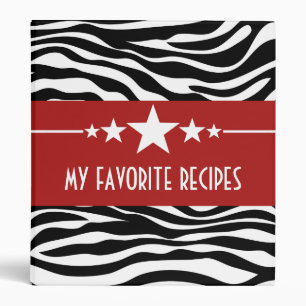 Red Sassy Star Zebra (1 pouce) Recette Classeur