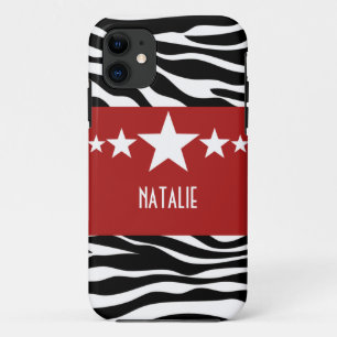 Red Sassy Star Zebra BT iPhone 5 Case