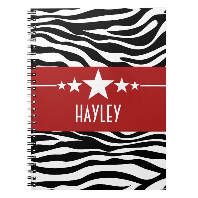 Red Sassy Star Zebra Notebook (Front)