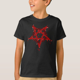 Red Satanic Spotted Pentagram T-Shirt