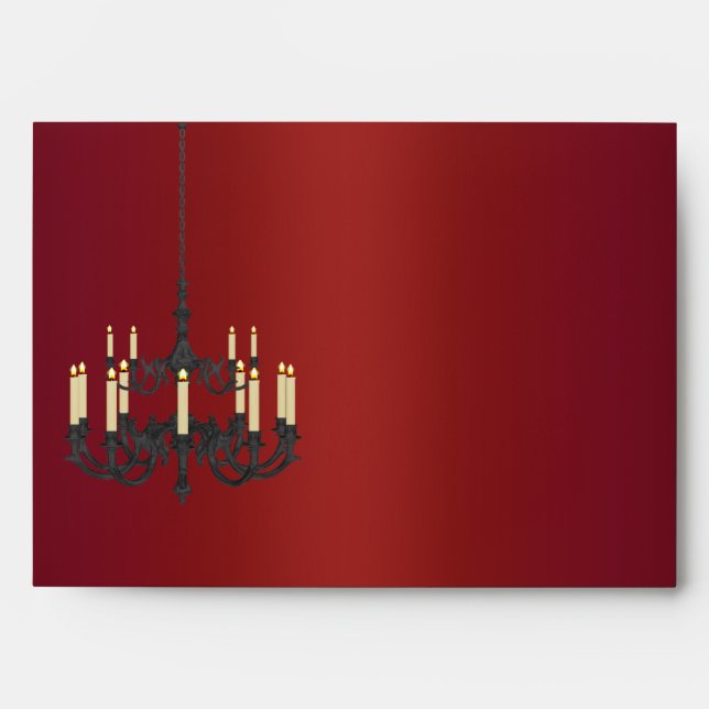 Red Satin Black Chandelier Envelopes (Front)