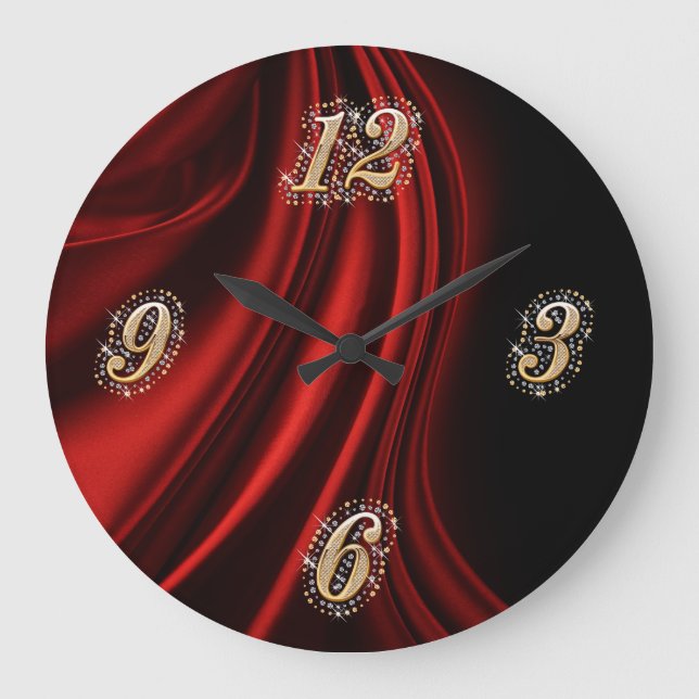 Red Satin Bling Wall Clock (Front)