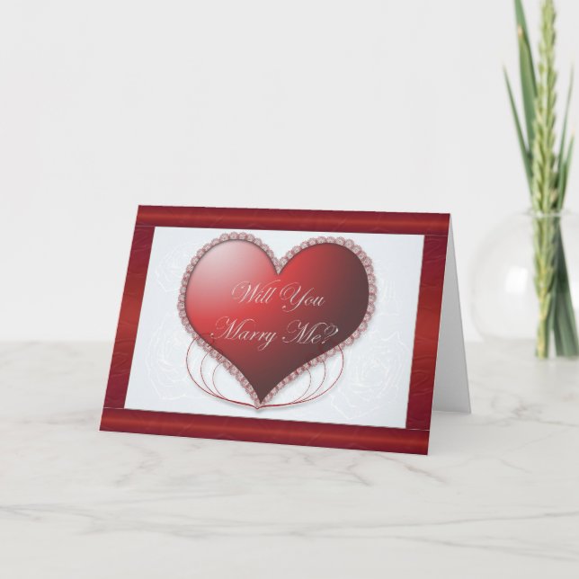 Red Satin Bordure Voulez-Vous Me Marier Carte (Devant)