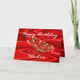Red Satin & Butterflies- customize any occasion Card