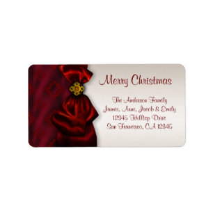Red Satin & Ivory Christmas Holiday Address Labels