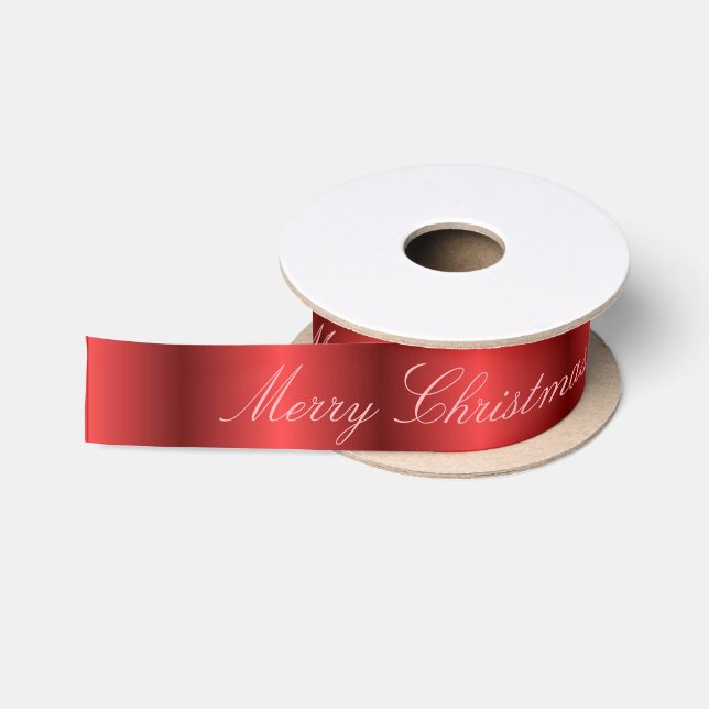 Red satin merry Christmas Satin Ribbon (Spool)